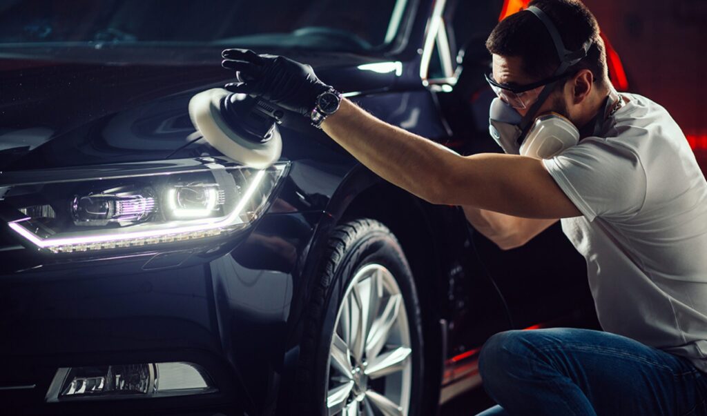 The Rapid Gloss team is performing headlight restoration