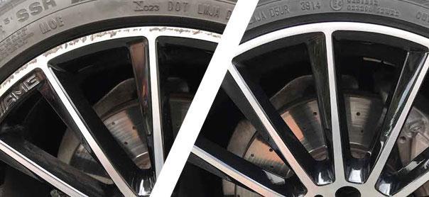 before and after image of alloy wheel